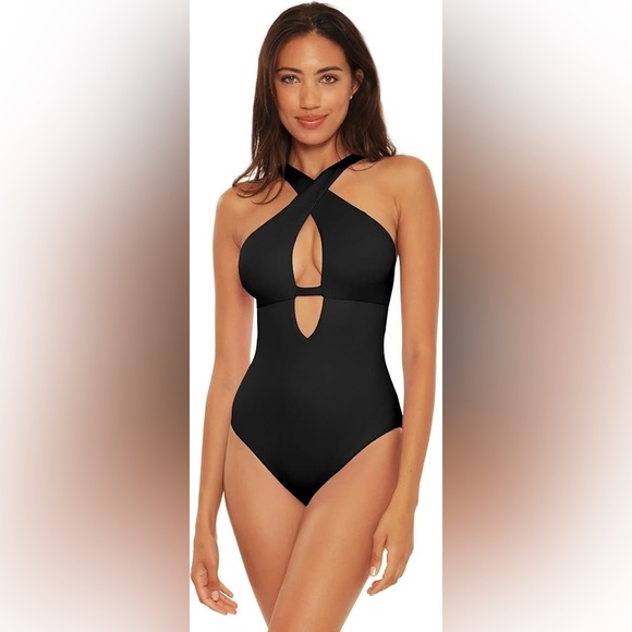 NEW w/TAGS BECCA Rebecca
Virtue Fine Line Tessa Crossover High Neck One-Piece - Picture 2 of 8